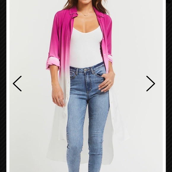 Velvet Heart Ombré Duster in Fuchsia and white. - Picture 1 of 10